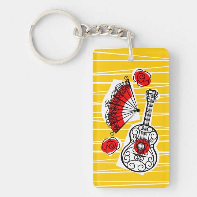 Spanish Souvenirs Text keychain acrylic rectangle (Front)