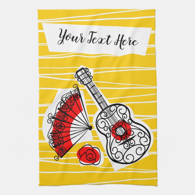 Spanish Souvenirs Text kitchen towel (Vertical)