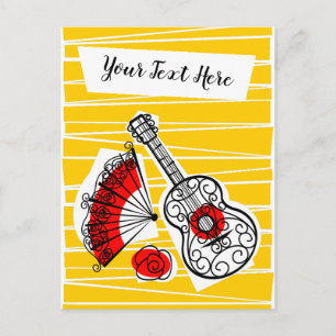 Spanish Souvenirs Text postcard vertical