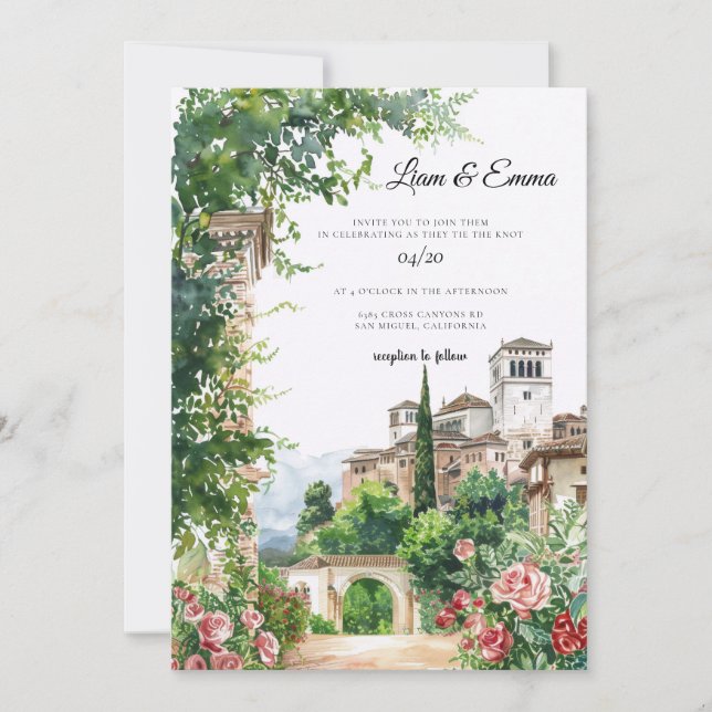 Spanish Spain Castle Wedding Invitation (Front)