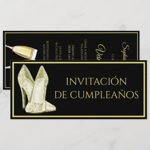 Spanish Sparkle Shoes & Champagne Birthday Invitation