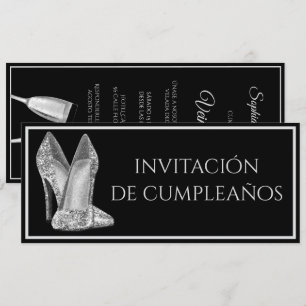 Spanish Sparkle Shoes & Champagne Birthday Invitation