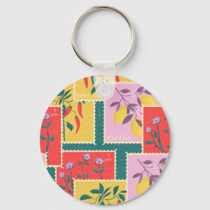Spanish stamps key ring