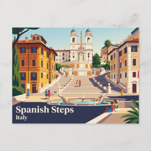 Spanish Steps Italy Postcard