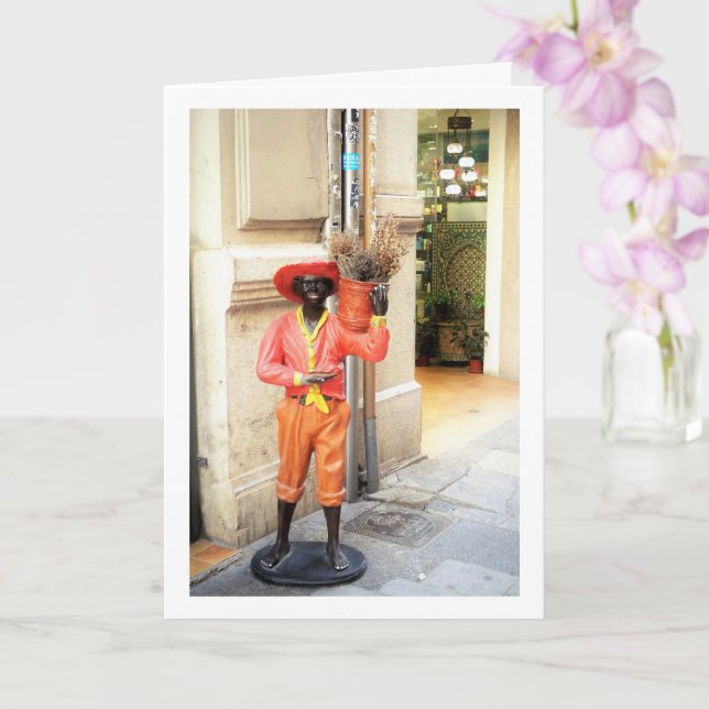 Spanish Street Statue, Valencia City, España Card (Orchid)
