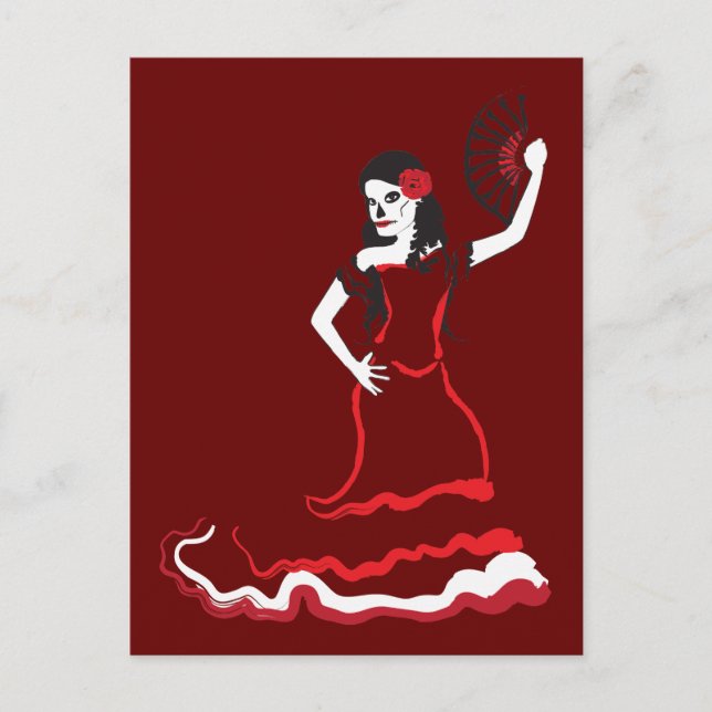 spanish sugar skull dancer postcard (Front)
