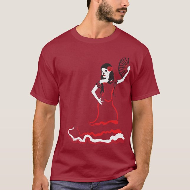 spanish sugar skull dancer T-Shirt (Front)