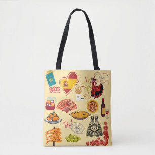 Spanish Symbols Travel Lovers Tote Bag
