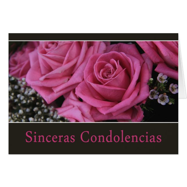 spanish Sympathy card, sinceras condolencias (Front Horizontal)