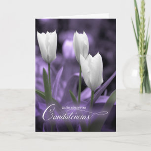 Spanish Sympathy Con Simpathy Purple White Tulips Card