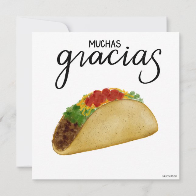Spanish Taco Muchas Gracias Thank-you Card (Front)