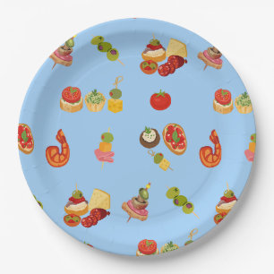 Spanish Tapas Spread Paper Plate