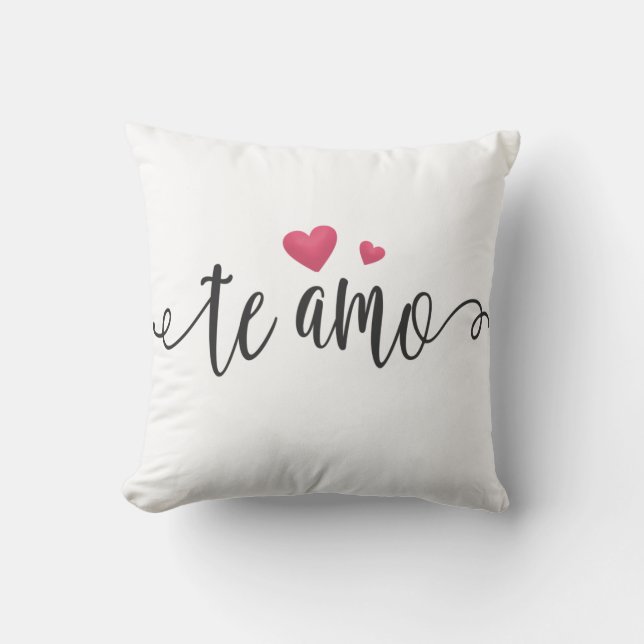Spanish Te Amo I Love You Valentine Throw Pillow (Front)