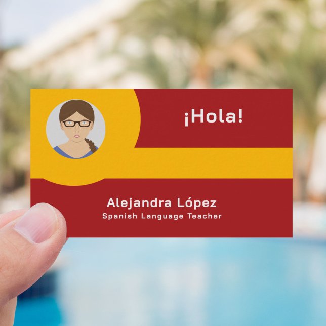 Spanish Teacher Business Card with Photo (Spanish Teacher Business Card)