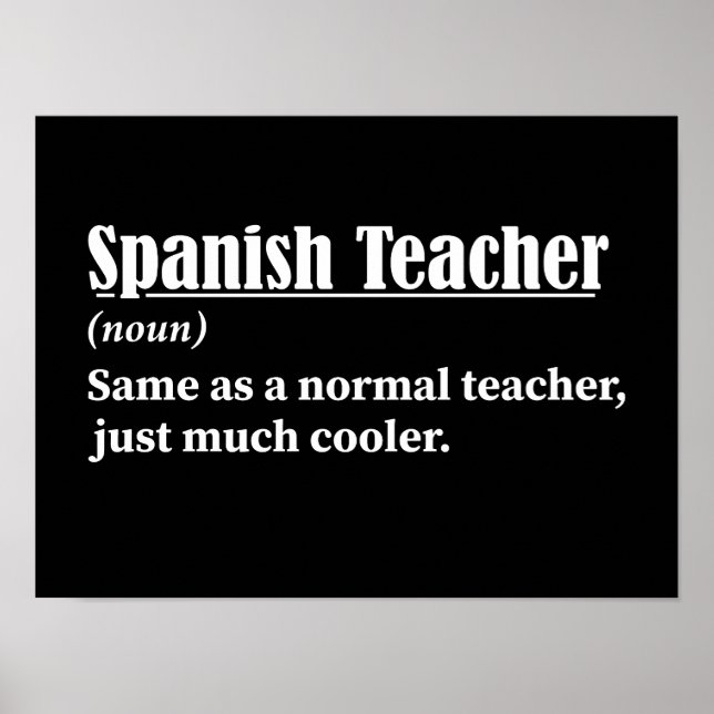 Spanish Teacher Funny Definition Poster (Front)