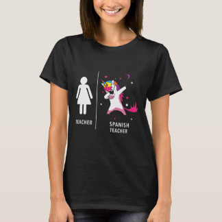 Spanish Teacher Unicorn Dabbing Funny T-Shirt