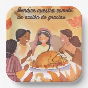 Spanish thanksgiving prayer paper plate