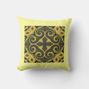 Spanish Tile Design Pillow-Pale Yellow Cushion