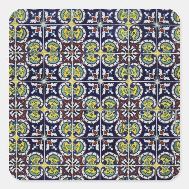 Spanish Tile in Mexico Square Sticker (Front)