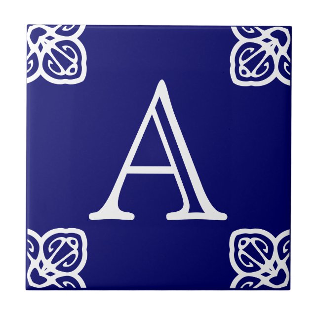 Spanish Tile Letter -White on Blue (Front)