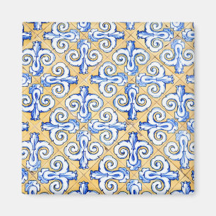 Spanish Tiles - Azulejo Blue, Yellow and White Magnet