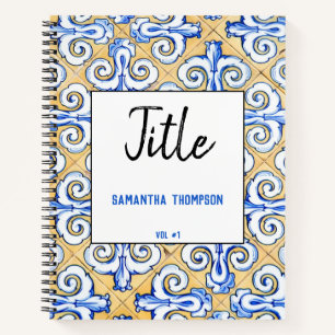 Spanish Tiles - Azulejo Blue, Yellow White Sketch Notebook
