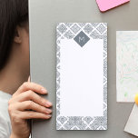 Spanish Tiles Grey Pattern Magnetic Notepad<br><div class="desc">Personalise this magnetic Grocery List and pop it on your fridge or filing cabinet. The template is set up ready for you to add your initial to the monogram frame. This design has an elegant border of Spanish tiles, in shades of grey. The pad also has plenty of white space...</div>