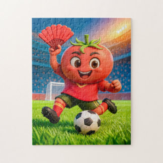 Spanish tomato soccer player on vibrant stadium fi jigsaw puzzle