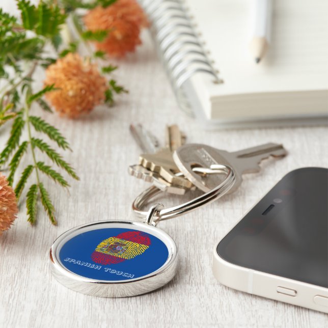 Spanish touch fingerprint flag key ring (Side)