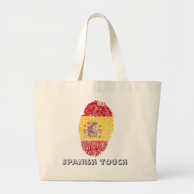 Spanish touch fingerprint flag large tote bag (Front)