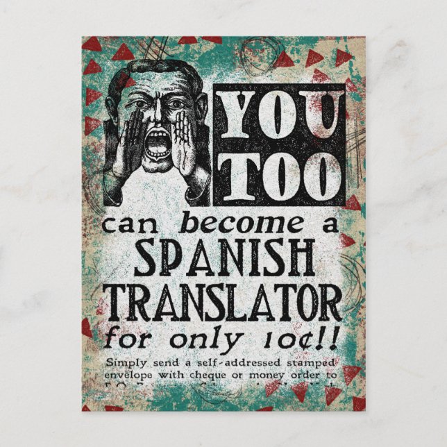 Spanish Translator Postcard - Funny Vintage Retro (Front)