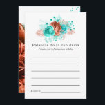 Spanish Turquoise and Coral Floral Bridal Advice<br><div class="desc">Turquoise and coral roses and tropical foliage summer bridal advice for bride-to-be cards designed to be quickly and easily customised in Spanish.</div>