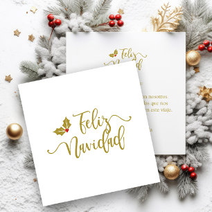 Spanish Typography Merry Christmas and Accent Square Business Card