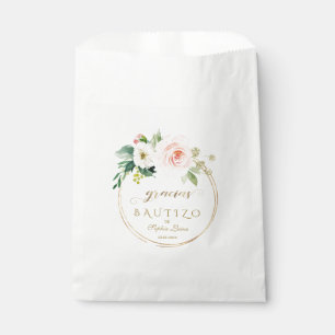 Spanish Unique Pink Blush Floral Gold Bautizo Favour Bags