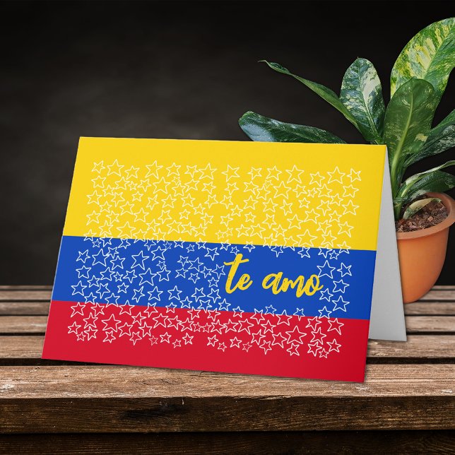 Spanish Valentine on Flag of Colombia Holiday Card (Creator Uploaded)