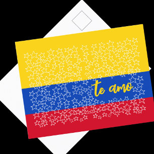 Spanish Valentine on Flag of Colombia  Holiday Postcard