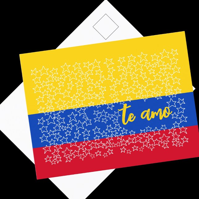Spanish Valentine on Flag of Colombia  Holiday Postcard (Creator Uploaded)