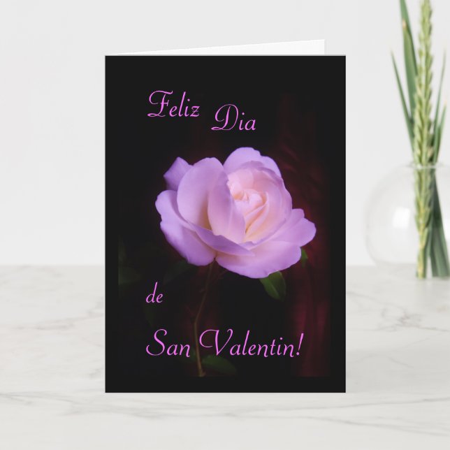 Spanish: Valentine's day "I love you" rose Holiday Card (Front)