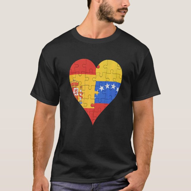 Spanish Venezuelan Flag Heart T-Shirt (Front)