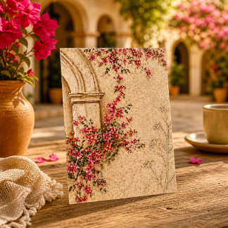 Spanish Vintage Arch Floral Garden Romance Card