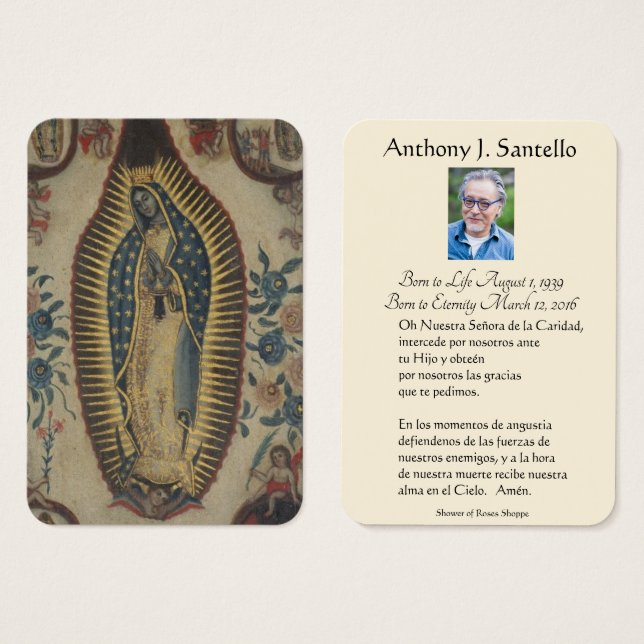 Spanish Virgin Mary Guadalupe Catholic Funeral (Front & Back)
