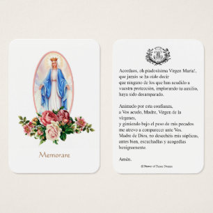 Spanish Virgin Mary Prayer Memorare Holy Card