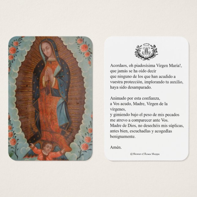 Spanish Virgin Mary Prayer Memorare Holy Card (Front & Back)