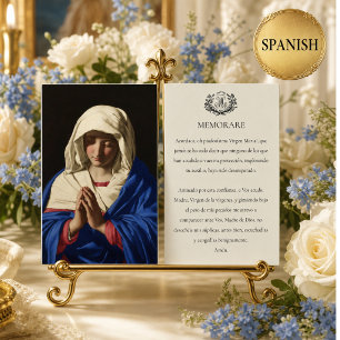Spanish Virgin Mary Prayer Memorare Holy Card