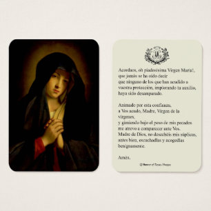 Spanish Virgin Mary Prayer Memorare Holy Card