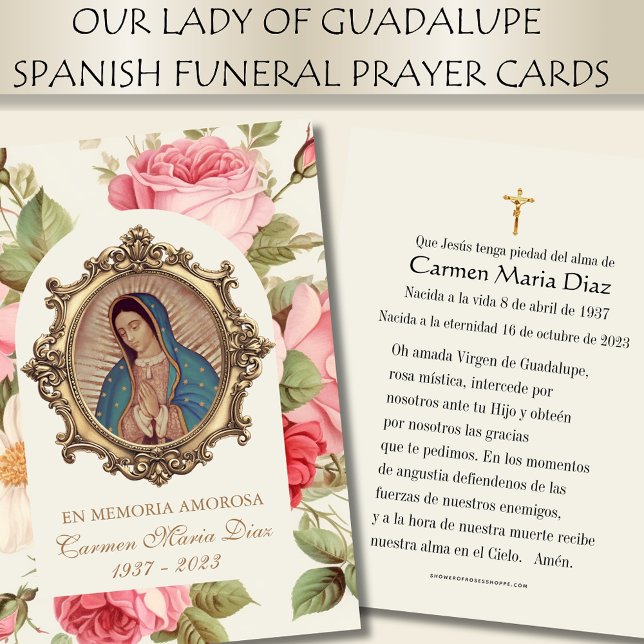 Spanish Virgin Mary Roses Religious Prayer Card (Creator Uploaded)
