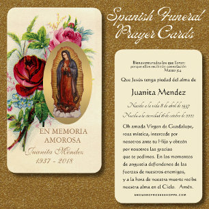 Spanish Virgin Mary Roses Religious Prayer Card