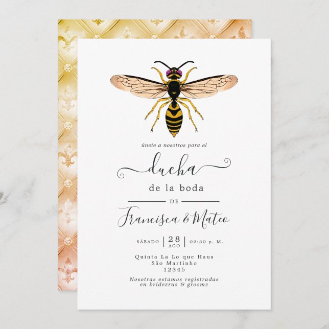 Spanish Wasp Wedding Shower  Invitation (Front/Back)