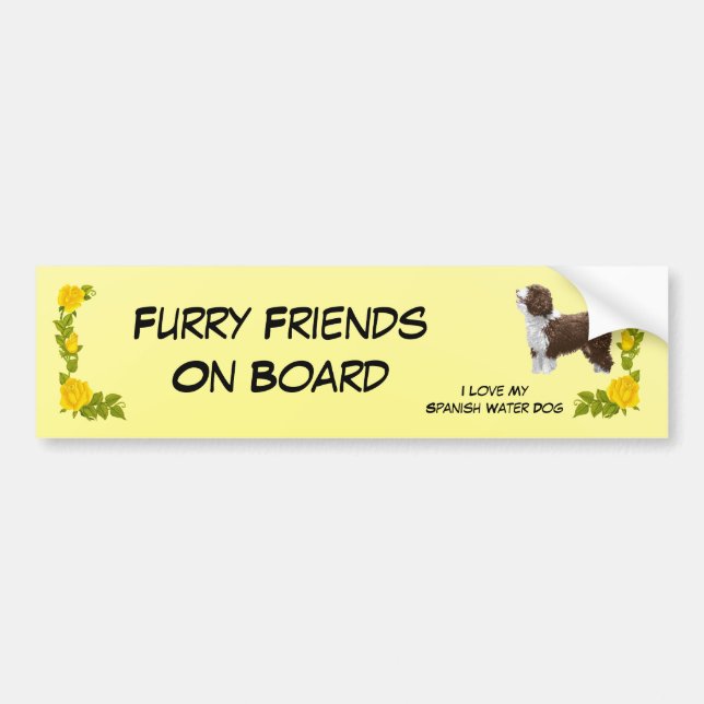 Spanish Water Dog and Yellow Roses Bumper Sticker (Front)