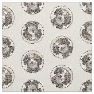 Spanish Water Dog Painting Brown Bicolor Dog Art Fabric